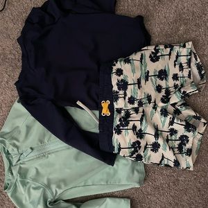 Size 2T toddler swim bundle trunks and rash guard